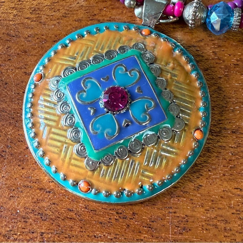 Multicolor Beaded Multi Layer Pendant Necklace Or… - image 7